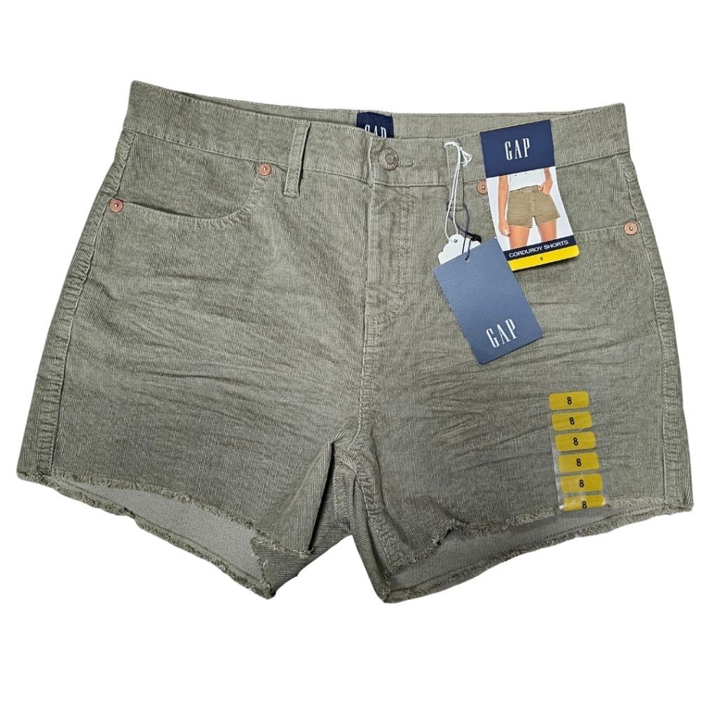 GAP Women's Olive Khaki Shorts Size 8 Corduroy 4" inseam Grunge Cutoff NEW